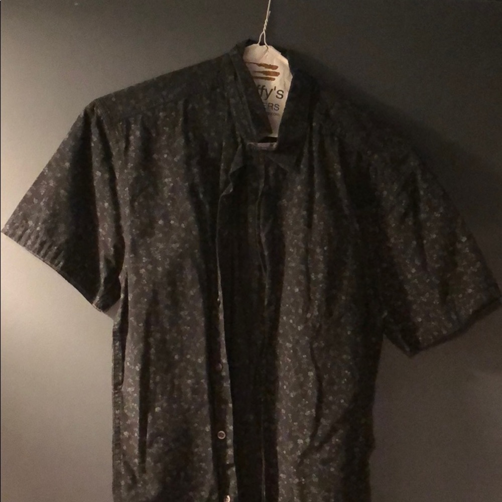 Black button down with floral design